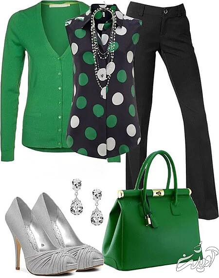 ست کردن با لباس خالدار,نحوه ی ست کردن با لباس خالدار,شیک ترین ست ها با بلوز خالدار